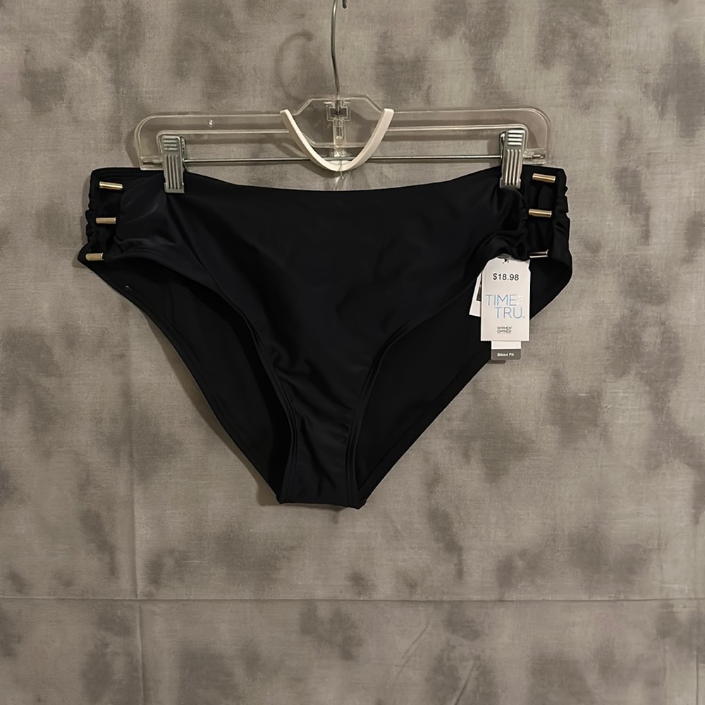 time tru bikini fit black beaded low
